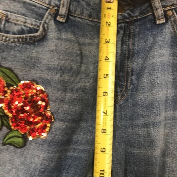Zara Boyfriend Floral Embroidered Sequins High Rise Jeans Distressed  Roses 2 - Picture 14 of 15
